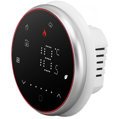 Thermostat Connecté sans Fil Programmable pour Radiateur Chaudière et Climatiseur 95‑240V Support Rond Noir