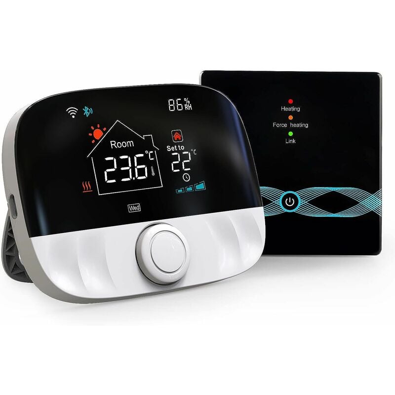Thermostat Connecté WiFi Chaudiere Gaz/Chauffage au Sol Eau Thermostat avec récepteur programmable Tête Thermostatique Compatible avec Amazon Alexa