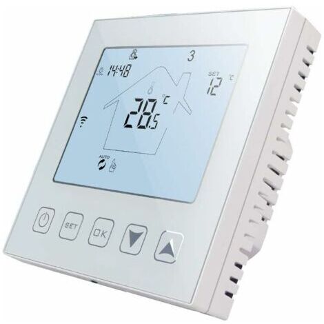 Thermostat Connecté WiFi Chauffage au Sol Electrique 16A Alexa Google Assistant Compatible avec Sonde, Programmable Thermostat d'ambiance Plancher Chauffant Electrique 220V