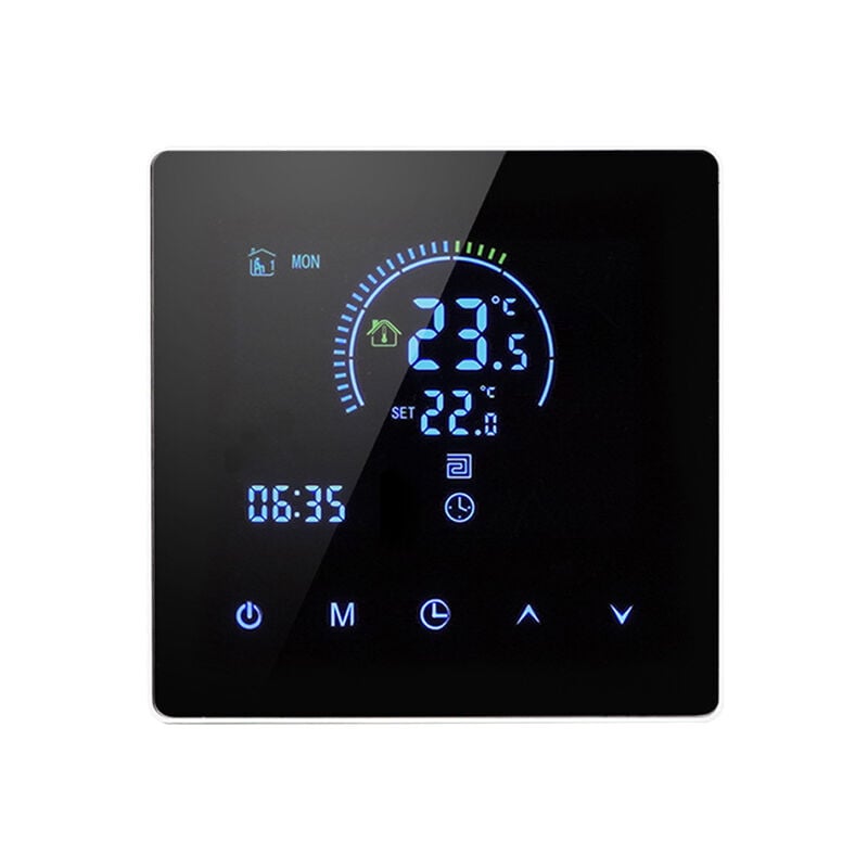 Tonchean - Thermostat connecté WiFi pour chaudière à gaz, thermostat d'ambiance programmable, contrôleur de température mural avec numérique 3A, noir