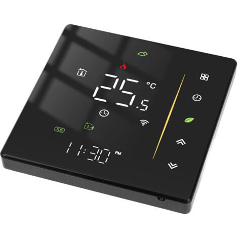 Thermostat Connecté WiFi pour Chaudière Programmable 95‑240V en Noir