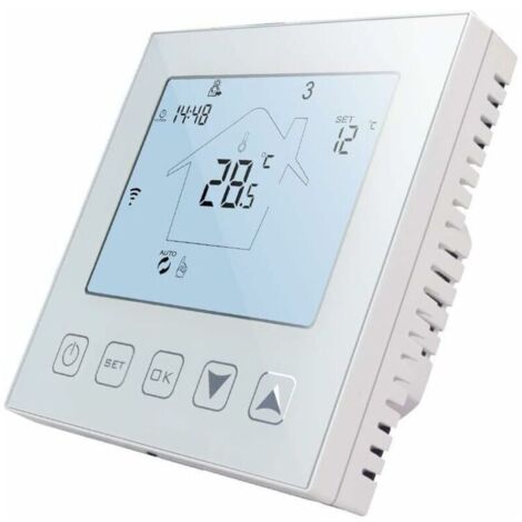 Thermostat connecté WiFi pour chauffage au sol électrique 16A – Programmable avec détection fenêtre ouverte – Compatible Alexa et Google Assistant