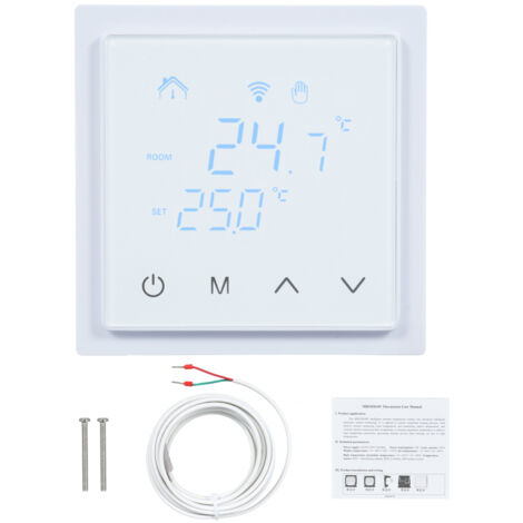 Thermostat d'ambiance intelligent 16A pour chauffage au sol, régulateur de température 85-250V, thermostat mural avec écran tactile LED