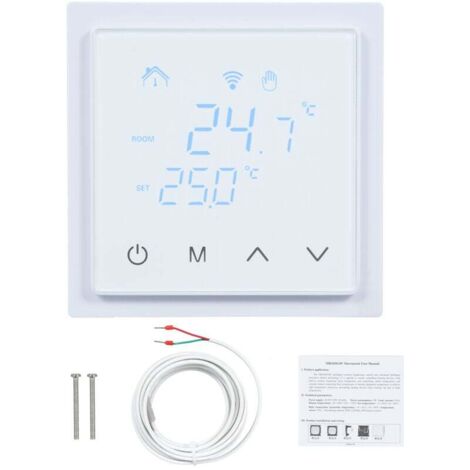 Thermostat d'ambiance intelligent 16A pour chauffage par le sol, régulateur de température 85-250V mural avec écran tactile LED