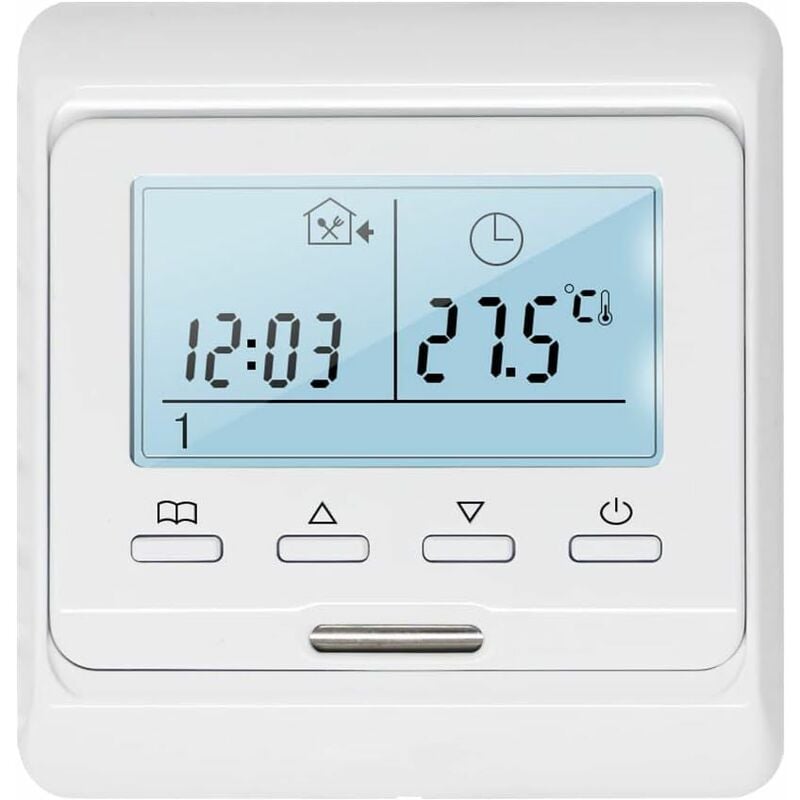 Jusch - Thermostat d'ambiance Programmable avec Sonde 16A pour Chauffage au Sol Electrique, Numérique Thermostat Plancher Chauffage électrique