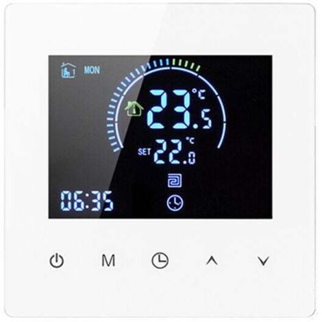 Thermostat d'Ambiance Programmable Numérique Mural 16A pour Chaudière à Gaz Blanc