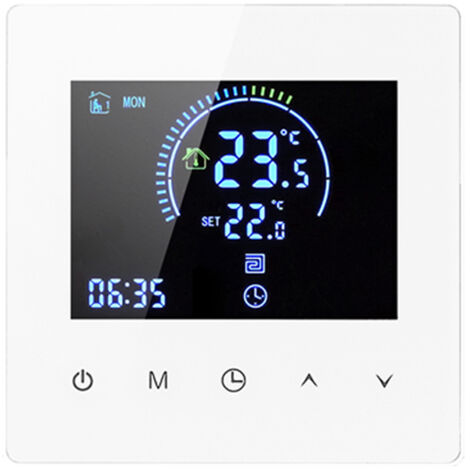 Thermostat d'Ambiance Programmable Numérique Mural 16A pour Chaudière à Gaz Blanc