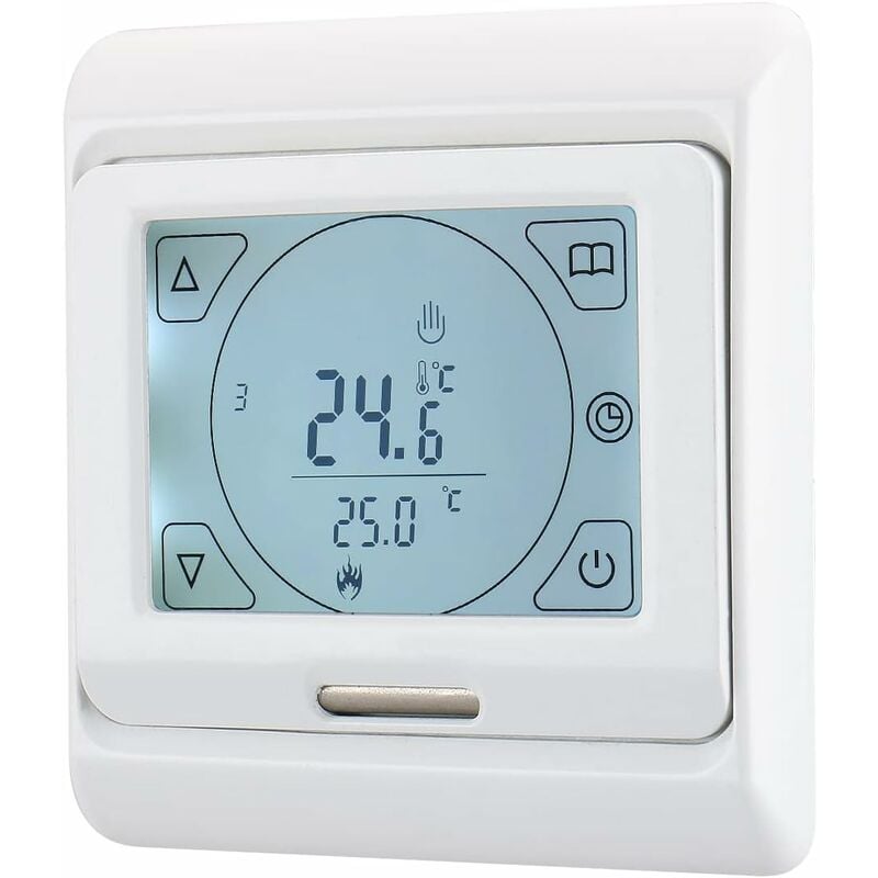 Ersandy - Thermostat d'ambiance WG809,7 Jours Écran lcd programmable AC230V 16A pour Chauffage au Sol électrique Blanc