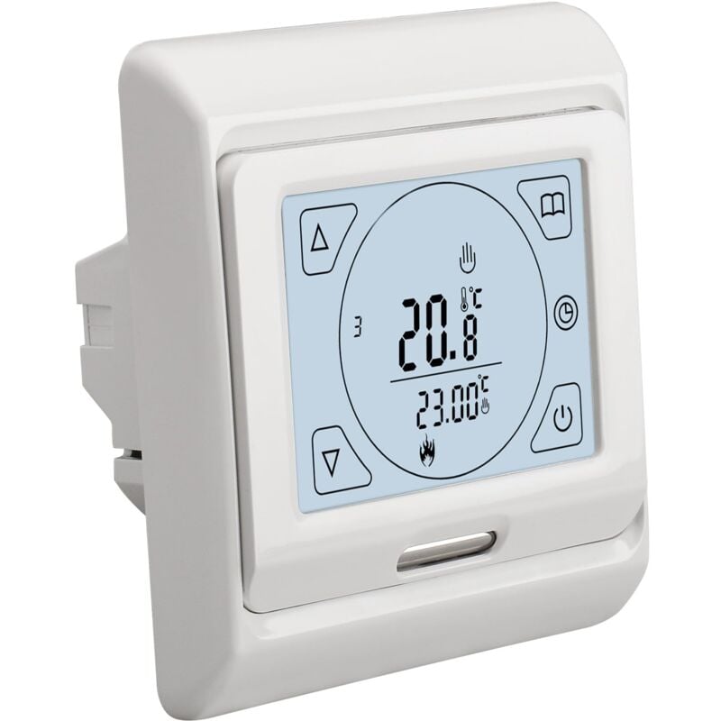 Thermostat d'ambiance,7 Jours Écran lcd programmable, AC230V 16A, pour Chauffage au Sol électrique Blanc