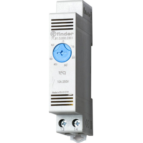 Thermostat d'armoire 1NO 10A IP20 contact à fermeture temp -20° à +40°C FINDER 7T8100002301PAS