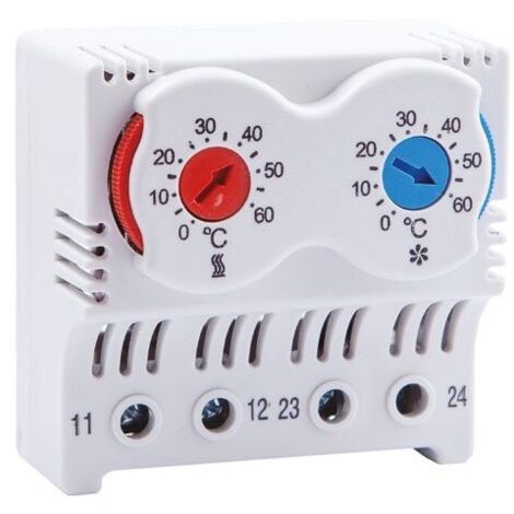Thermostat d'armoire électrique - contact 1NO+1NC - Plage de température 0°C à 60°C