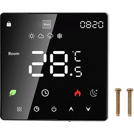 Thermostat de chaudière intelligent, thermostat de chauffage mural pour chaudière à gaz/eau, écran tactile numérique LED 3A, noir tonchean