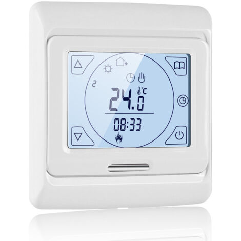Thermostat de chaudière, Thermostat au sol de l'eau 3A, Thermostat de Chauffage Programmable, Pour les chambres, salons, CONENTOOL, Blanc