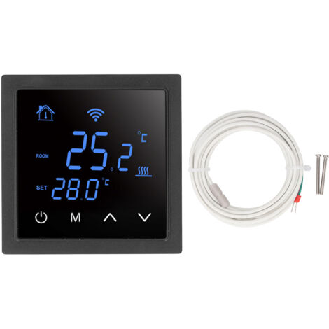 Thermostat de chauffage au sol 16A WiFi intelligent électrique par le sol avec fonction vocale pour la maison AC85-250V noir