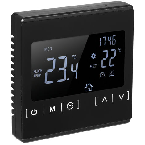 Thermostat de chauffage au sol électrique à écran tactile Thermostat de chauffage de l'eau Thermostat de chauffage au sol à température constante Thermostat AC85-240V MH1822 Noir