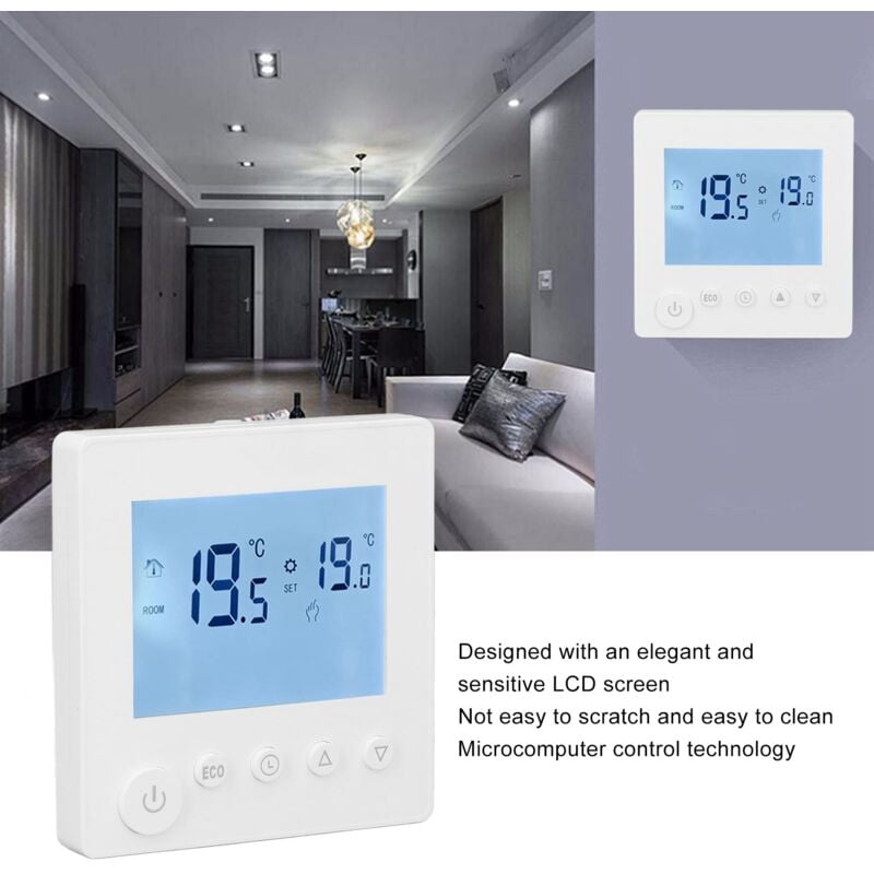 Thermostat de chauffage de l'eau 3 a avec contrôleur de température intelligent lcd abs pour la maison 95-240 v