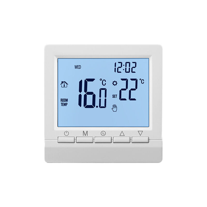 Thermostat de chauffage electrique, bouton manuel 16A, affichage negatif, caracteres blancs sur fond noir, pas de Wifi - affichage negatif caracteres