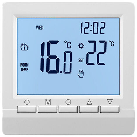 Thermostat de chauffage electrique, bouton manuel 16A, affichage negatif, caracteres blancs sur fond noir, pas de Wifi - affichage negatif caracteres blancs sur fond noir pas de Wifi