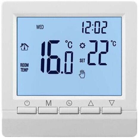 Thermostat de chauffage electrique, bouton manuel 16A, affichage negatif, caracteres blancs sur fond noir, pas de Wifi - affichage negatif caracteres blancs sur fond noir pas de Wifi