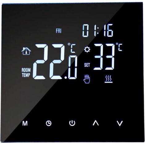 Thermostat de Chauffage Intelligent Contrôleur de température numérique Écran Tactile LCD Semaine Programmable Chauffage au Sol et chaudière à gaz Thermostat Antigel pour la Maison, l'école