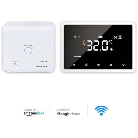 Thermostat de chauffage intelligent Wi-Fi avec récepteur RF 5+2/6+1/7+0 jours de programmation Montage mural/ 2AA/usb charging/ 100-240V wiring three types of power supply