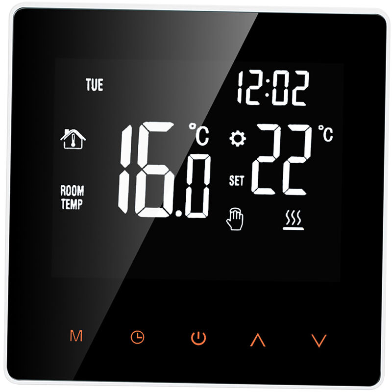 Decdeal - Thermostat de chauffage mural Thermostat intelligent à programmation hebdomadaire Ecran tactile Rétro-éclairage blanc Touches orange (peut