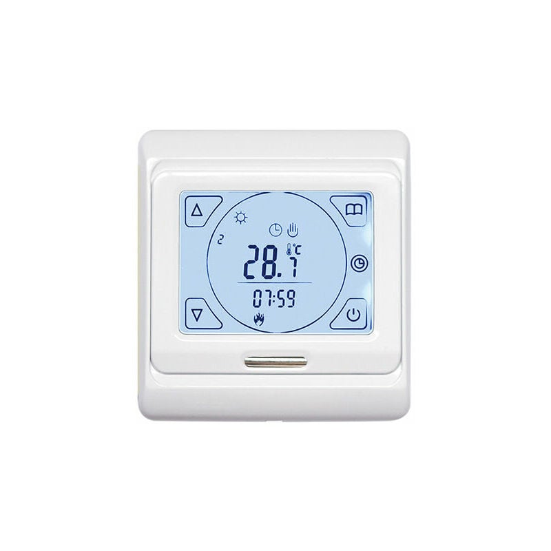 Thermostat Chauffage au Sol Electrique Programmable 16A avec Sonde, Numérique Thermostat d'ambiance Plancher Chauffant Régulateur Écran tactile LCD,1