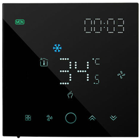 Thermostat de climatisation centrale ZigBee VRF/VRV, Contrôleur de température numérique avec application Tuya Smart Life, télécommande pour la domotique,noir