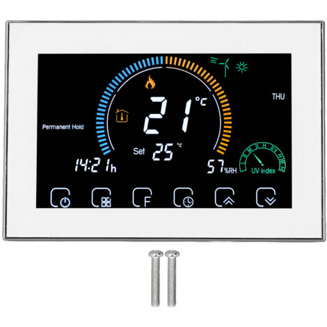 Thermostat de climatiseur Central, écran tactile LED, contrôleur de température intelligent WiFi Programmable, 95 à 240V, blanc