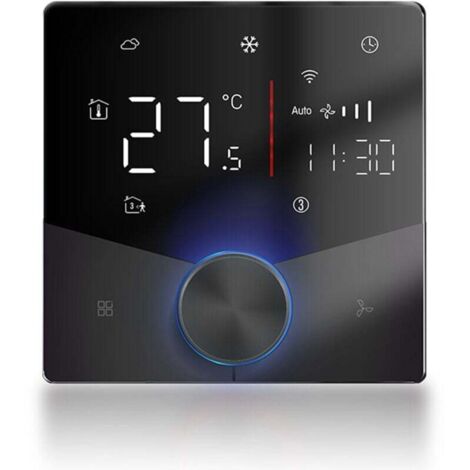 Thermostat de climatiseur WiFi 5 + 2 jours 6 périodes, contrôleur de température de climatisation centrale Programmable noir