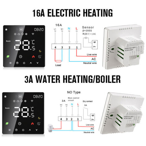 Thermostat de dispositif de chauffage de l'eau électrique de régulateur de température Intelligent d'affichage à cristaux liquides avec la fonction Programmable hebdomadaire.