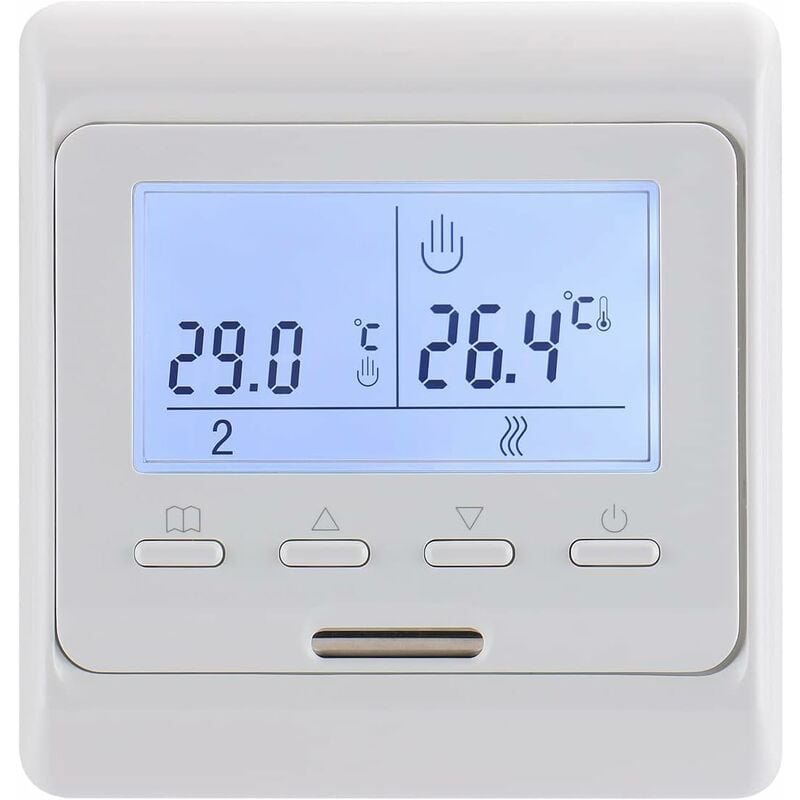 Thermostat de pièce programmable sur 7 Jours, Affichage numérique AC230 v Max3 a, Fonctionne pour Chauffage au Sol radieux WG806 Blanc