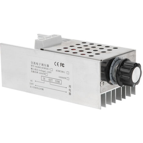 Thermostat de Régulateur de Variateur à Vis, Contrôleur de Tension AC, Dissipateurs de Chaleur Intégrés, Variateur de Lampe, Sortie Réglable 0-10 000 W pour Four électrique, avec