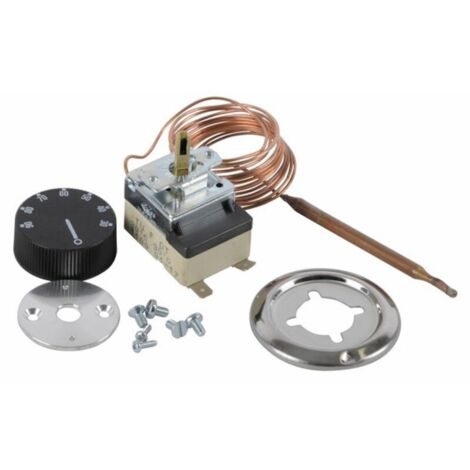 Thermostat de régulation pour chauffe-eau - Plage 30-90°C - Contact inverseur 16A - Bulbe 100mm - Capillaire 2m