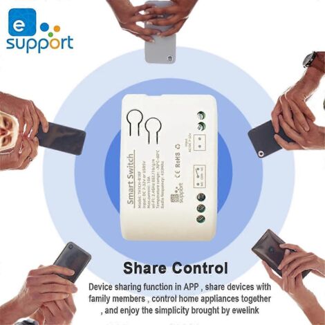 Thermostat de surveillance 10A, module relais Wi-Fi 1 canal, alimentation CC 7-32V--