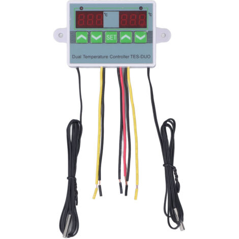 Thermostat Digital Double Plage Température pour Terrarium Réfrigérateur DC24V Étanche avec Mémoire