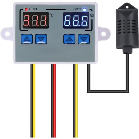 Thermostat, digitaler Luftfeuchtigkeitsauslass-Temperaturregler, Haushaltskühlschrank-Thermostat, Luftfeuchtigkeitsregler, 10 A, Direktsteuerung, Thermometer, Hygrometer (AC 110 V-AC 220 V)
