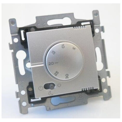 Thermostat électronique analogique 1 poste 2 modules pour chauffage centrale couleur sterling coated sans plaque NIKO