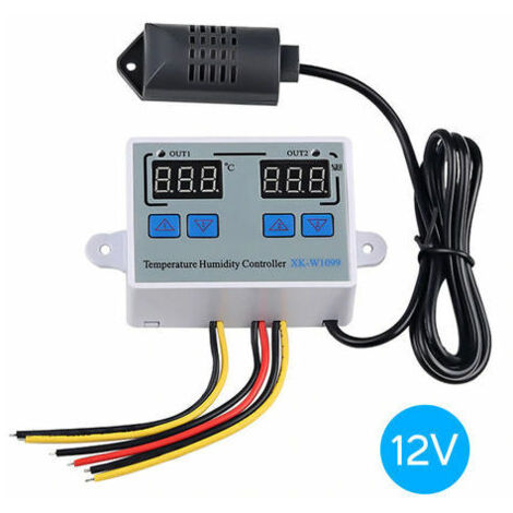 Thermostat et programmateur de température Contrôleur d'humidité de température numérique double Thermostat de réfrigérateur domestique Hygromètre thermomètre hygromètre XK-W1099 DC12V, DC12V