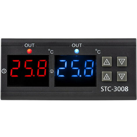 Thermostat et programmateur de température Régulateur de température numérique STC-3008 Régulateur de température bidirectionnel intelligent DC 12V Réfrigérateur Thermostat Prise en charge Chauffage/R