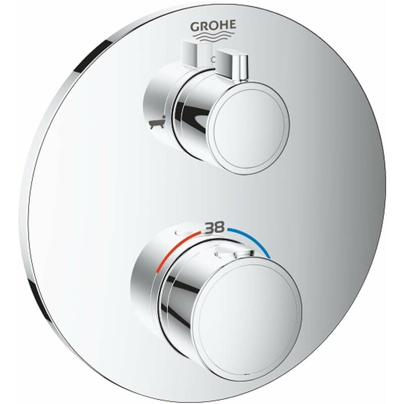 Grohe - Grohtherm - Mitigeur thermostatique de baignoire encastré pour 2 sorties, chrome 24077000