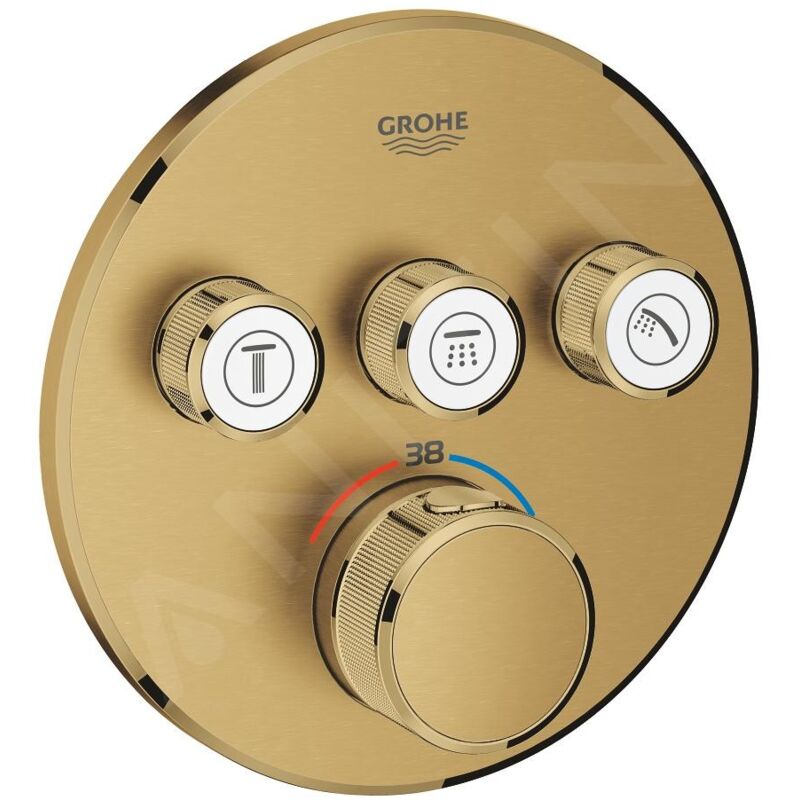 Grohe - Grohtherm SmartControl - Mitigeur thermostatique encastré de douche, 3 sorties, Cool Sunrise brossé 29121GN0
