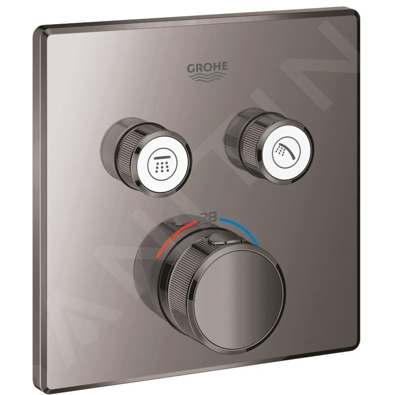 Grohe - Grohtherm SmartControl - Mitigeur thermostatique encastré avec 2 soupapes, Hard Graphite 29124A00