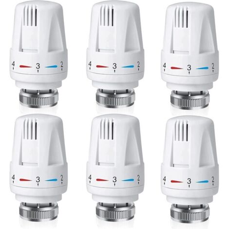 Thermostat-Heizkörperkopf – 6 Stück – M30 x 1,5 – programmierbares Thermostatventil und Frostschutz
