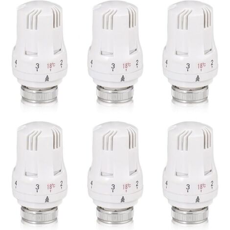 Thermostat-Heizkörperkopf, 6-teiliger Heizkörperventilkopf, Thermostat-Heizkörperventil, M30 x 1,5 Thermostatkopf, Heizkörperkopf für Büro und Zuhause (A)