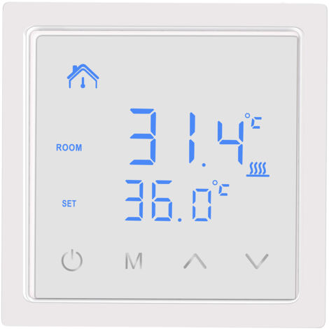 Thermostat intelligent 16A Contrôleur de température de chauffage au sol avec écran tactile LED 85-265V Contrôle de chauffage électrique，Contrôle du chauffage électrique Blanc