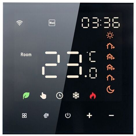 Thermostat intelligent 16A, panneau de contrôle de température programmable à commande vocale, interrupteur de thermostat de sol pour climatisation (noir)