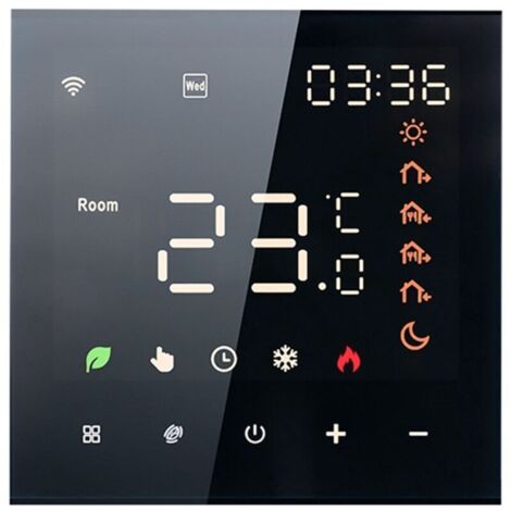 Thermostat intelligent 16A, panneau de contrôle de température programmable à commande vocale, interrupteur de thermostat de sol pour climatisation (noir)