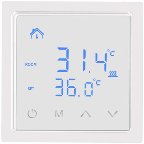 Thermostat intelligent 16A pour chauffage au sol avec écran tactile LED, commande de chauffage électrique 85-265V,thermostat connecté(Blanc)