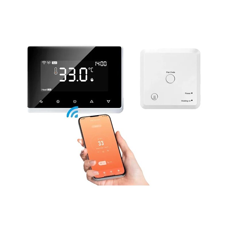 Thermostat intelligent, contrôle sans fil, fonctionne avec Alexa et Google, blanc